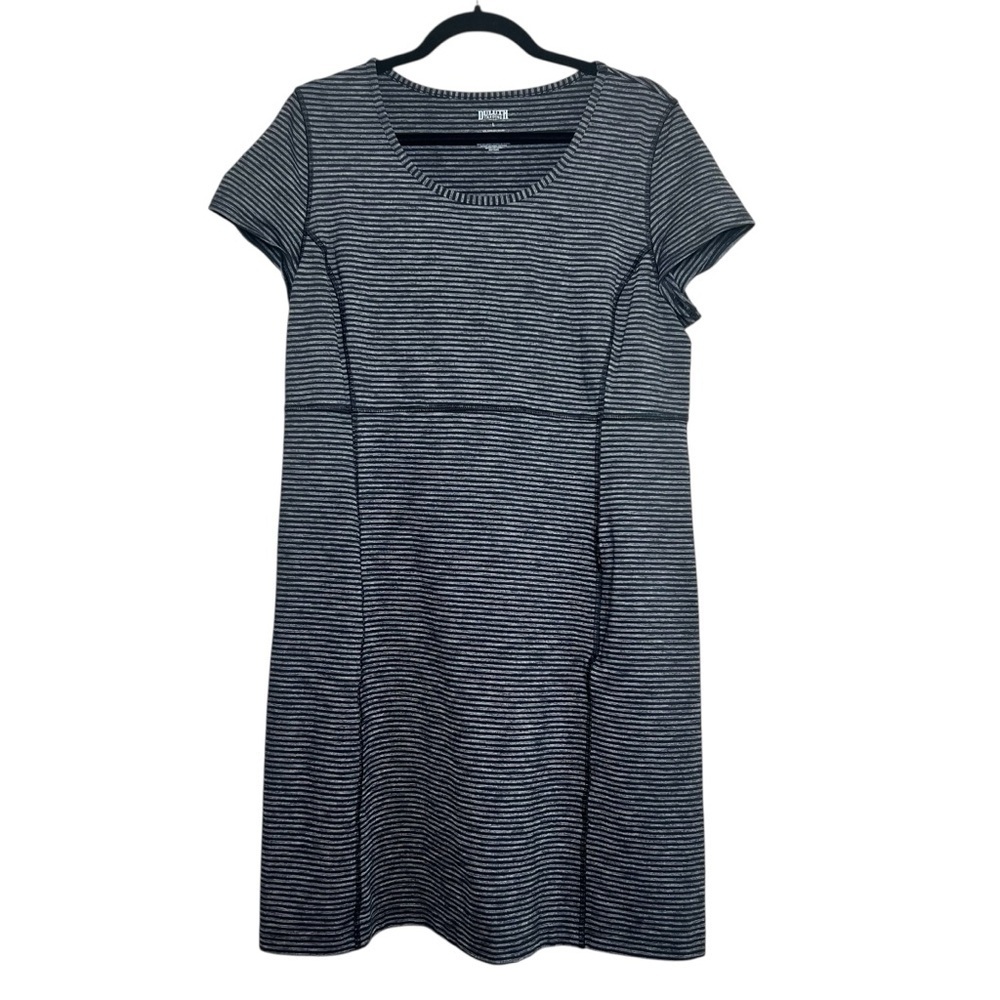 Duluth Dress Womens Large Gray Black Stripe Zip Pocket NoGA Stretch Athleisure